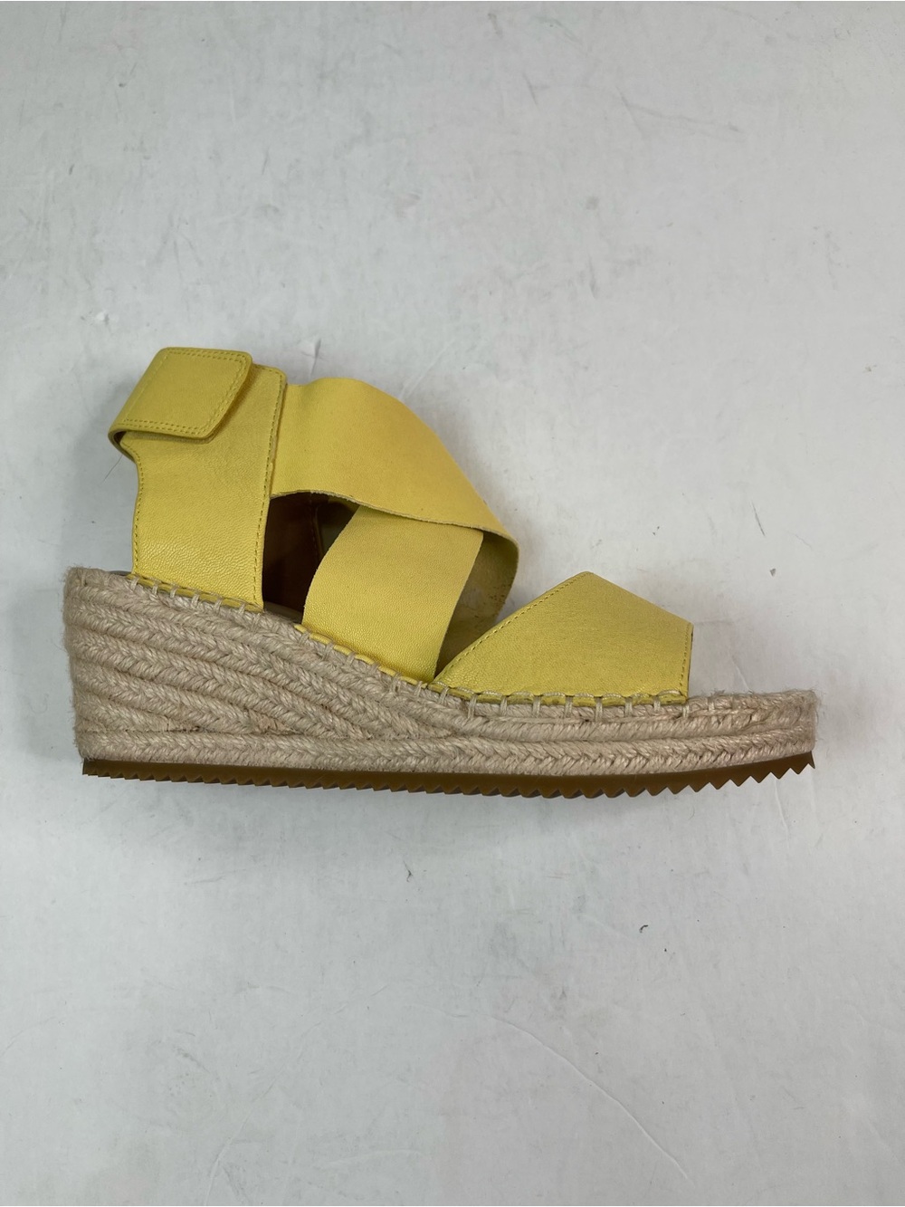 Eileen Fisher Yellow‎ Wedge Sandals Leather Espadrille Criss Cross Women's Sz 8